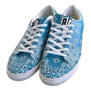 BB Blue Paisley Sneakers Faux Leather Men’s Size 13 
Trendy Handkerchief Print